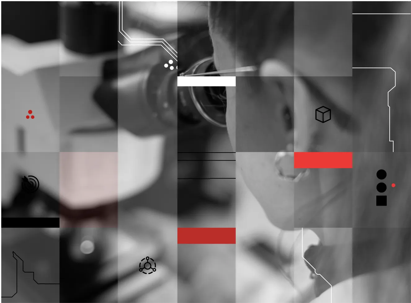 ragazza al microscopio tvr produzione schede elettroniche circuiti stampati vicenza